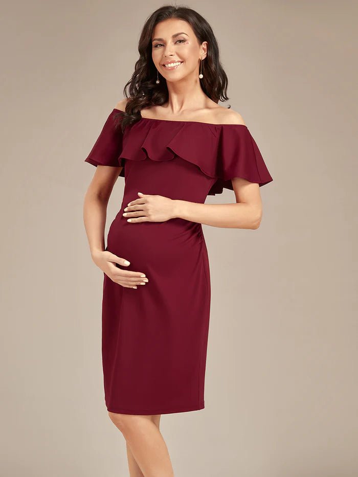 Off Shoulder Ruffles Maternity Dresses - CALABRO®