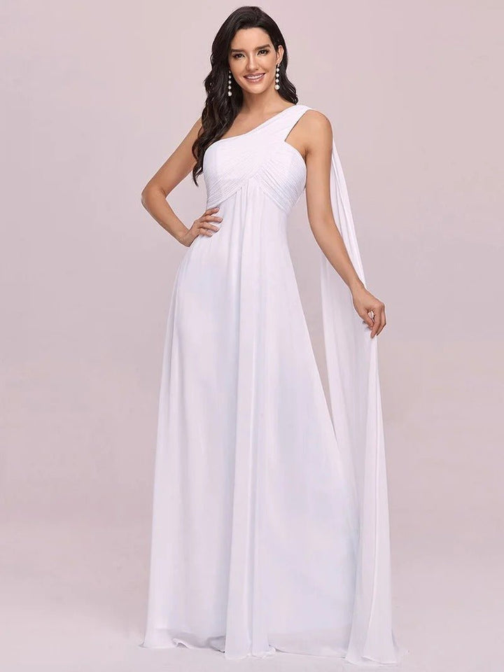 One Shoulder Chiffon Ruffles Long Evening Dresses for - CALABRO®