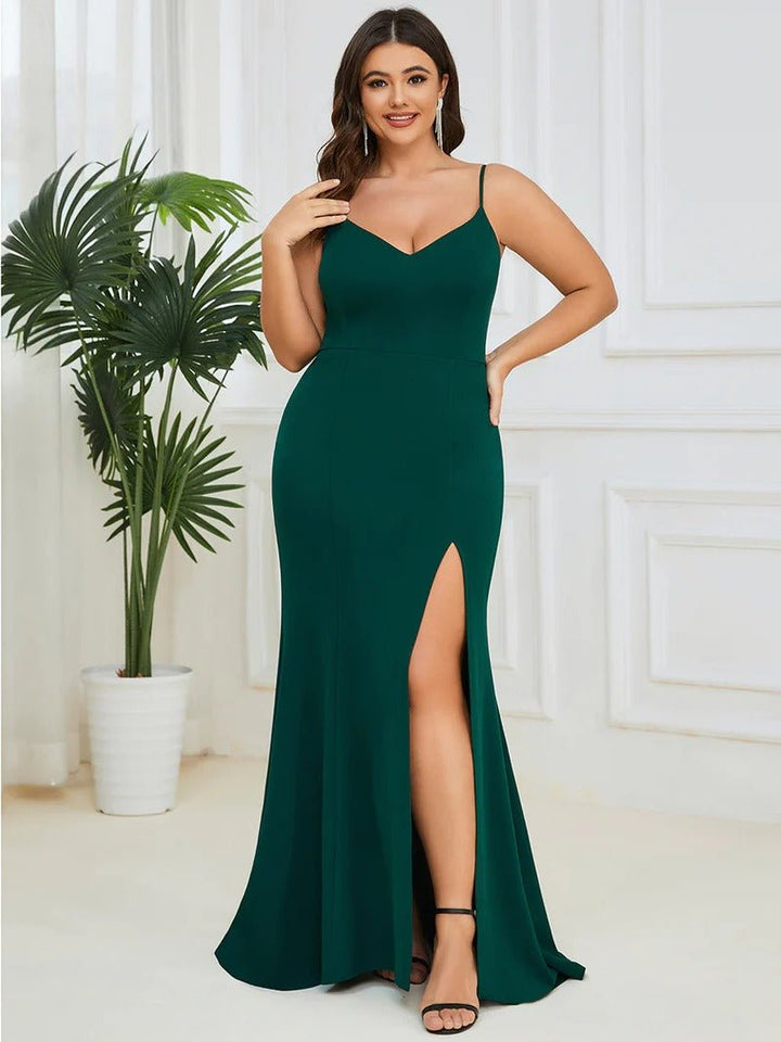 Plus Sexy Sleeveless Fishtail Deep V Neck Evening Dresses - CALABRO®