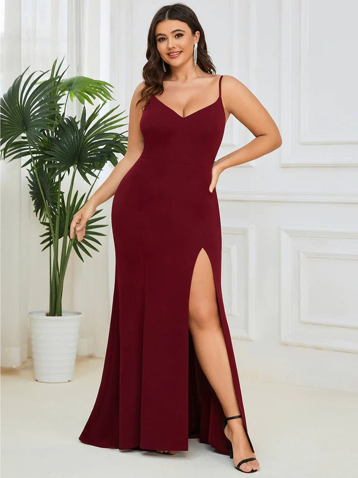 Plus Sexy Sleeveless Fishtail Deep V Neck Evening Dresses - CALABRO®