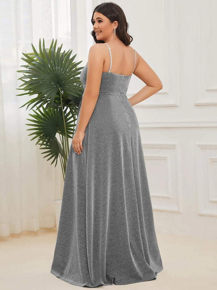 Plus Size Spaghetti Straps Evening Dresses With Pleated Decoration - CALABRO®