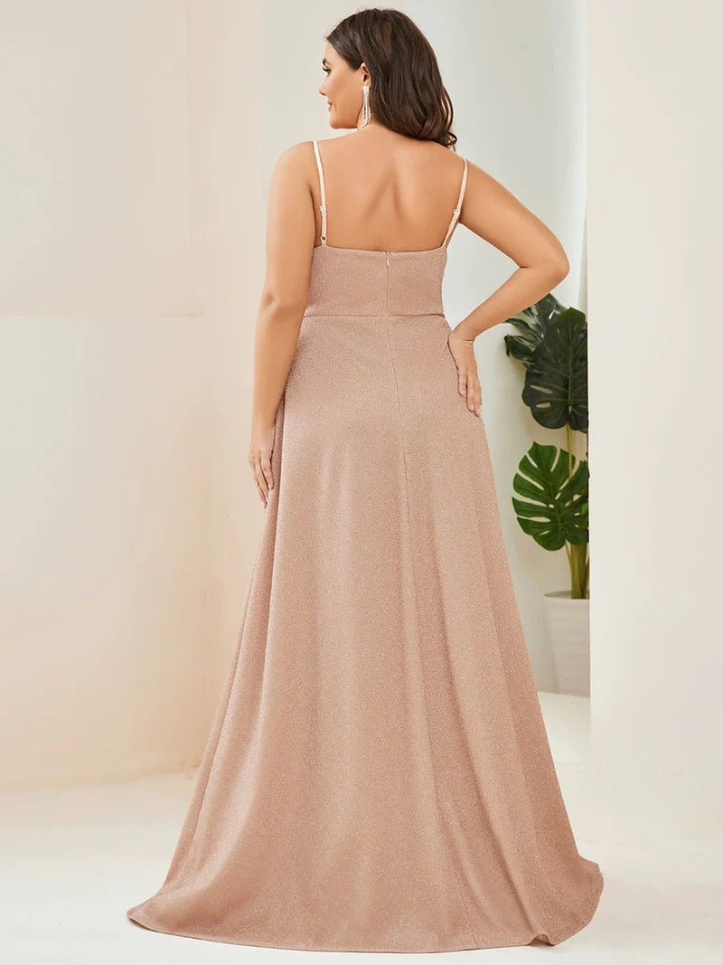 Plus Size Spaghetti Straps Evening Dresses With Pleated Decoration - CALABRO®