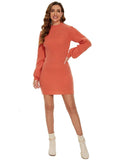 Round Neck Long Sleeve Mini Bodycon Sweater Dress - CALABRO®