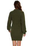 Round Neck Long Sleeve Mini Bodycon Sweater Dress - CALABRO®