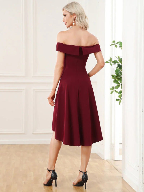 Sexy Off Shoulders A Line Asymmetric Hem Evening Dresses - CALABRO®