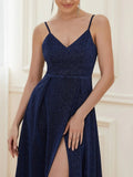 Spaghetti Straps Evening Dresses With Pleated Decoration - CALABRO®