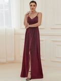 Spaghetti Straps Evening Dresses With Pleated Decoration - CALABRO®