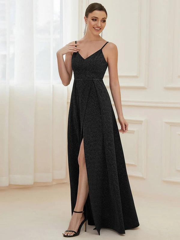 Spaghetti Straps Evening Dresses With Pleated Decoration - CALABRO®