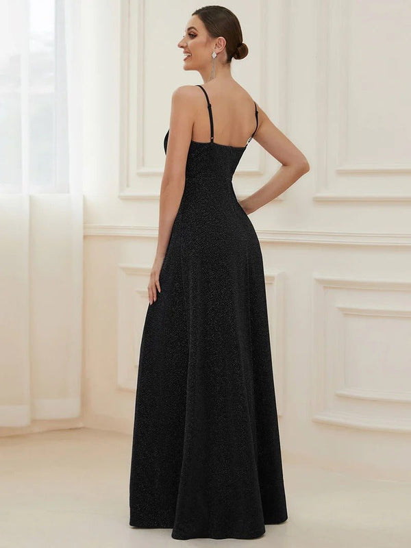 Spaghetti Straps Evening Dresses With Pleated Decoration - CALABRO®